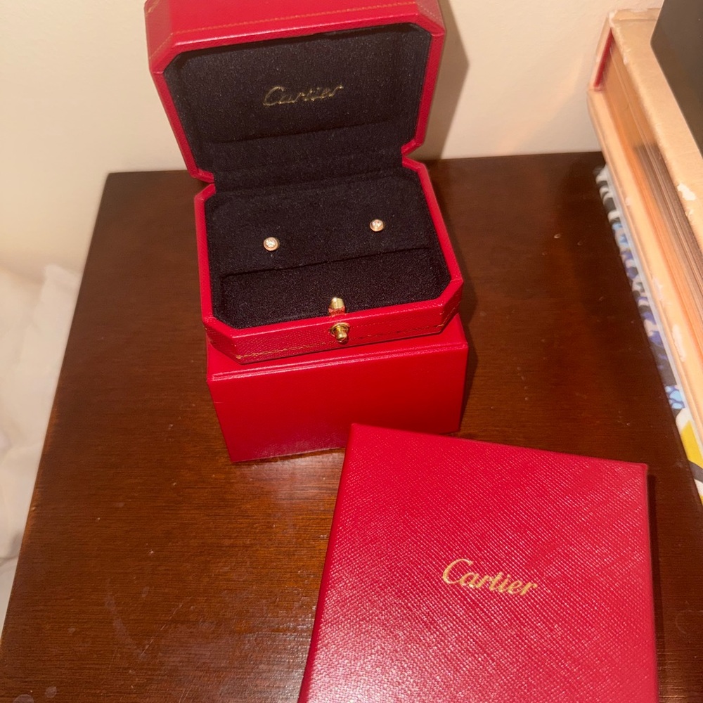 CARTIER D'AMOUR DIAMOND 💎 STUD ROSE GOLD EARRINGS, SMALL ✨